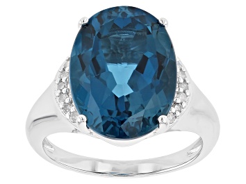 Picture of London Blue Topaz Rhodium Over Sterling Silver Ring 10.62ctw