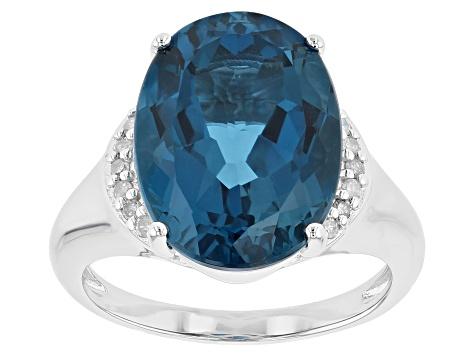 London Blue Topaz Rhodium Over Sterling Silver Ring 10.62ctw