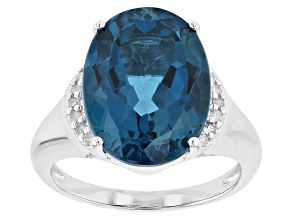 London Blue Topaz Rhodium Over Sterling Silver Ring 10.62ctw