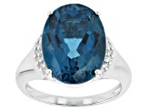 London Blue Topaz Rhodium Over Sterling Silver Ring 10.62ctw