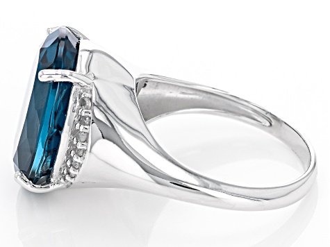 London Blue Topaz Rhodium Over Sterling Silver Ring 10.62ctw