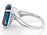 London Blue Topaz Rhodium Over Sterling Silver Ring 10.62ctw