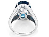 London Blue Topaz Rhodium Over Sterling Silver Ring 10.62ctw