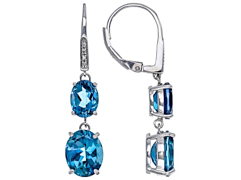 London Blue Topaz Rhodium Over Sterling Silver Dangle Earrings 8.37ctw