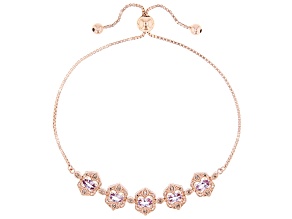 Pink Color Shift Garnet With Champagne Diamond 18K Rose Gold Over Sterling Silver Bracelet 1.45ctw