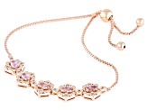 Pink Color Shift Garnet With Champagne Diamond 18K Rose Gold Over Sterling Silver Bracelet 1.45ctw