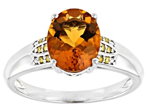 Golden Citrine  Rhodium Over Sterling Silver Ring 1.95ctw