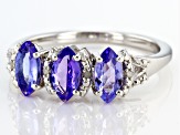 Blue Tanzanite Rhodium Over Sterling Silver Ring 0.90ctw