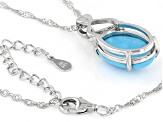 Blue Sleeping Beauty Turquoise Rhodium Over Silver Pendant/Chain 0.04ctw