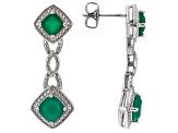 Green Onyx And White Diamond Rhodium Over Brass Necklace, Bracelet, Ring And Earring Set 7.27ctw