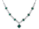 Green Onyx And White Diamond Rhodium Over Brass Necklace, Bracelet, Ring And Earring Set 7.27ctw