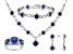 Blue Lab Sapphire & Diamond Rhodium Over Brass Necklace, Bracelet, Ring & Earring Set 18.41ctw