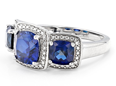 Blue Lab Sapphire & Diamond Rhodium Over Brass Necklace, Bracelet, Ring & Earring Set 18.41ctw