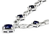 Blue Lab Sapphire & Diamond Rhodium Over Brass Necklace, Bracelet, Ring & Earring Set 18.41ctw