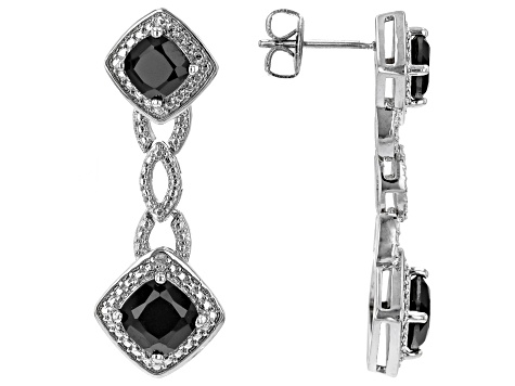 Black Spinel And White Diamond Rhodium Over Brass Necklace, Bracelet, Ring And Earring Set 17.55ctw