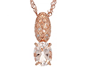 Peach Morganite 14K Rose Gold Over Sterling Silver Pendant With Chain 0.99ctw