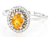 Orange Spessarite Rhodium Over Sterling Silver Ring 1.20ctw