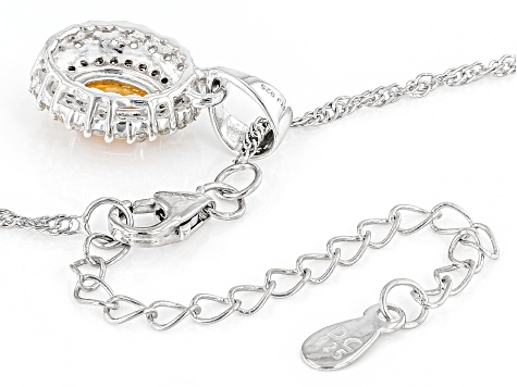 Orange Spessartite Rhodium Over Sterling Silver Pendant With Chain ...