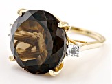 Brown Smoky Quartz 18K Yellow Gold Over Sterling Silver Ring 16.02ctw