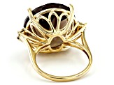 Brown Smoky Quartz 18K Yellow Gold Over Sterling Silver Ring 16.02ctw