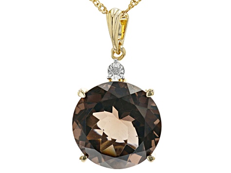 Brown Smoky Quartz 18K Yellow Gold Over Sterling Silver Pendant With Chain 16.01ctw