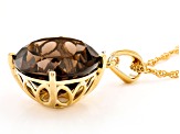 Brown Smoky Quartz 18K Yellow Gold Over Sterling Silver Pendant With Chain 16.01ctw
