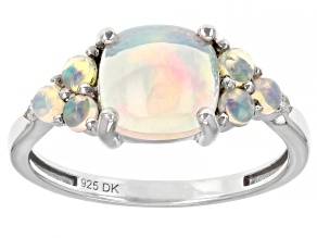 Multicolor Ethiopian Opal Rhodium Over Sterling Silver Ring