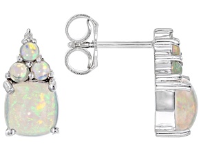 Multicolor Opal Rhodium Over Sterling Silver Earrings 1.64ctw