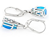 Paraiba Blue Color Opal Rhodium Over Sterling Silver Dangle Earrings 1.16ctw