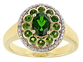 Green Chrome Diopside 18k Yellow Gold Over Silver Ring 1.08ctw