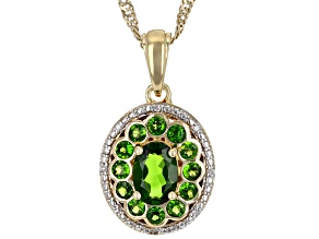 Green Chrome Diopside 18k Yellow Gold Over Silver Pendant Chain 1.08ctw