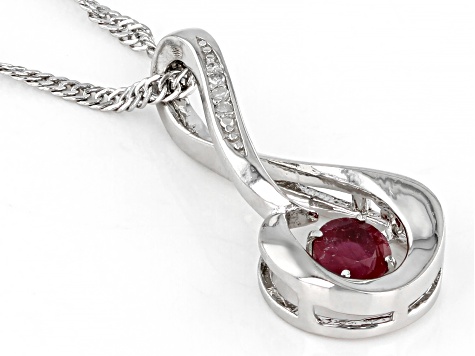 Red Mahaleo(R) Ruby Rhodium Over Sterling Silver Pendant Chain 0.36ctw