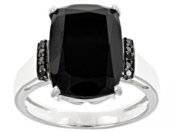 Picture of Black Spinel Rhodium Over Sterling Silver Ring 8.94ctw
