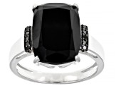 Black Spinel Rhodium Over Sterling Silver Ring 8.94ctw