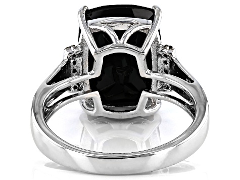 Black Spinel Rhodium Over Sterling Silver Ring 8.94ctw