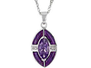 Purple Amethyst Rhodium Over Silver Pendant With Chain 1.29ctw