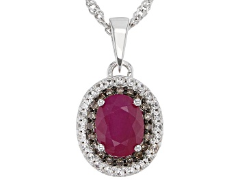 Picture of Red Ruby Rhodium Over Sterling Silver Pendant With Chain 1.90ctw