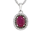 Red Ruby Rhodium Over Sterling Silver Pendant With Chain 1.90ctw