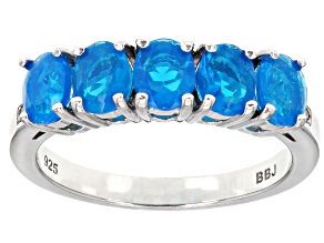 Paraiba Blue Color Opal Rhodium Over Sterling Silver Ring