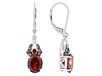 Picture of Red Labradorite Rhodium Over Sterling Silver Dangle Earrings 2.89ctw