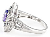 Blue Tanzanite Rhodium Over Sterling Silver Ring 0.87ctw