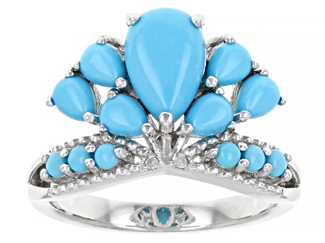 Blue Sleeping Beauty Turquoise Rhodium Over Sterling Silver Ring 0 ...