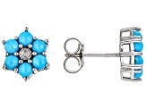 Blue Sleeping Beauty Turquoise Rhodium Over Silver Stud Earrings 0.01ctw
