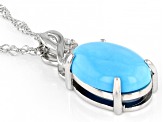 Blue Sleeping Beauty Turquoise Rhodium Over Sterling Silver Pendant With Chain