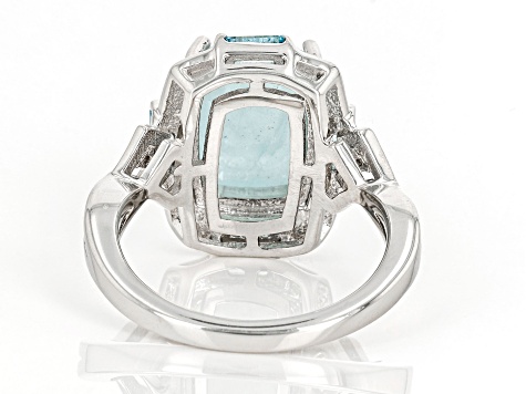 Aquamarine Rhodium Over Sterling Silver Ring 0.52ctw