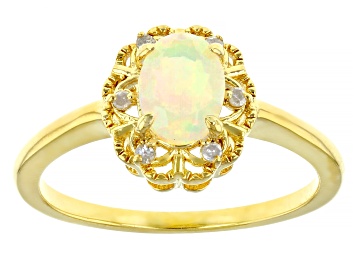 Picture of Multi-Color Opal 18k Yellow Gold Over Sterling Silver Ring 0.47ctw