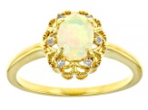 Multi-Color Opal 18k Yellow Gold Over Sterling Silver Ring 0.47ctw