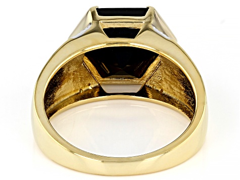 Black Spinel 18k Yellow Gold Over Sterling Silver Men's Ring 6.40ctw