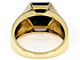 Black Spinel 18k Yellow Gold Over Sterling Silver Men's Ring 6.40ctw