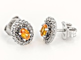 Orange Spessartite Rhodium Over Silver Stud Earrings 1.04ctw